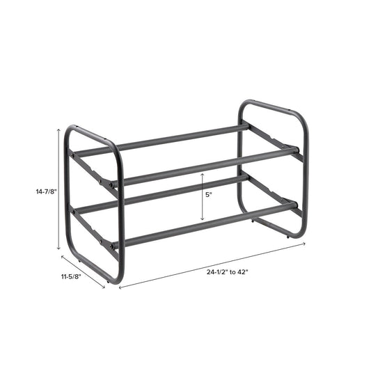 2 Tier Expandable Shoe Rack with Pivoting Bars — alt view