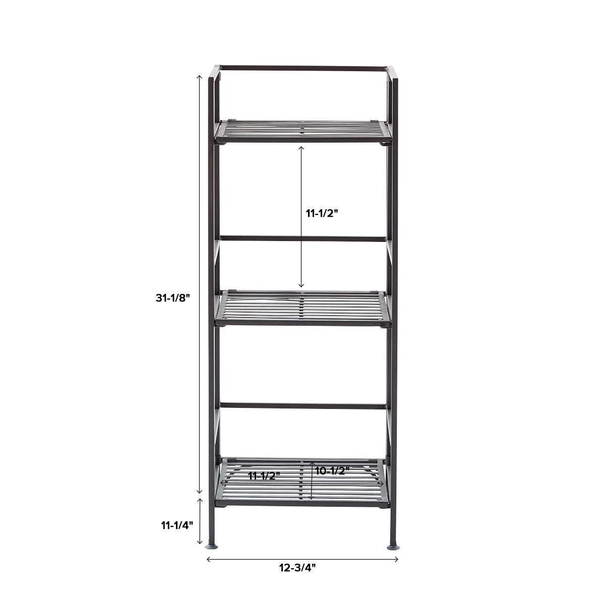 3 Shelf Iron Folding Bookshelf — alt view