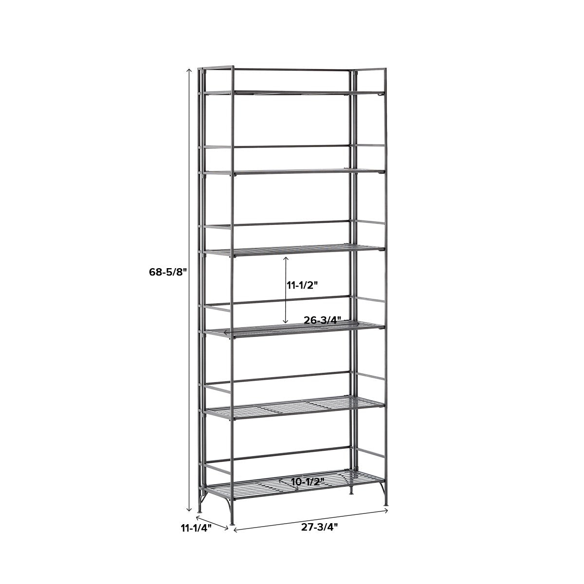 6 Shelf Iron Folding Bookshelf — alt view
