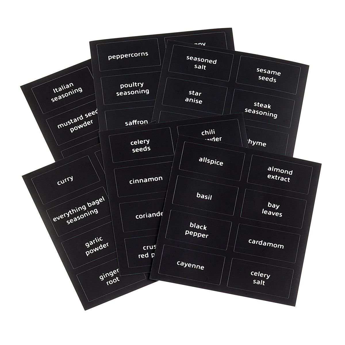 Black Rectangle Spice Labels Pkg. 56 — alt view