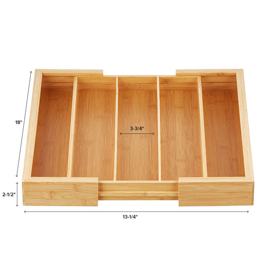 Expandable Bamboo Utensil Tray — alt view
