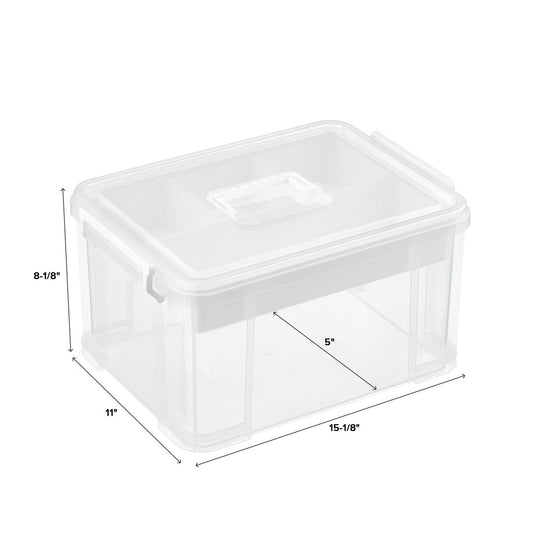 Large White Craft Organizer Tote — alt view