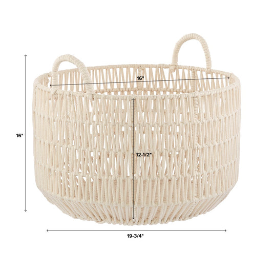 Round Cotton Rope Laundry Basket — alt view