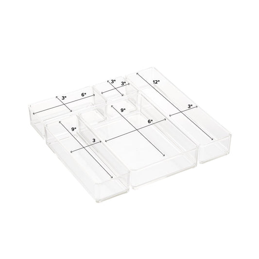 Clear Acrylic Stackable Drawer Organizers Set of 5 — alt view
