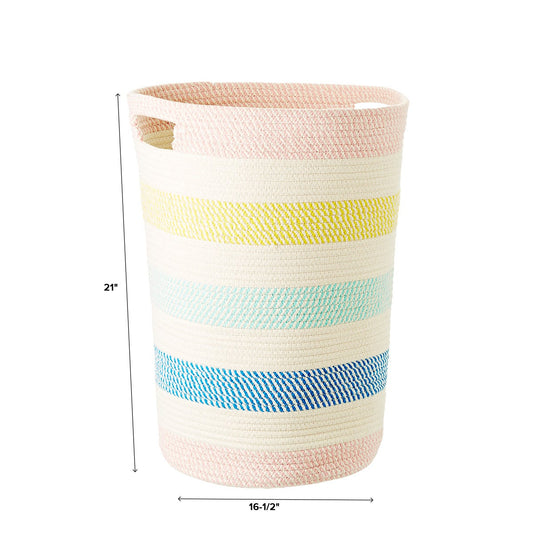 Striped Cotton Rope Laundry Hamper — alt view
