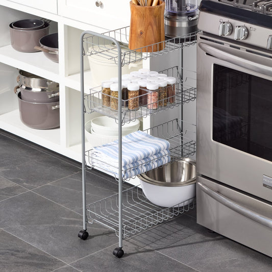 4 Tier Wire Slim Rolling Cart — alt view