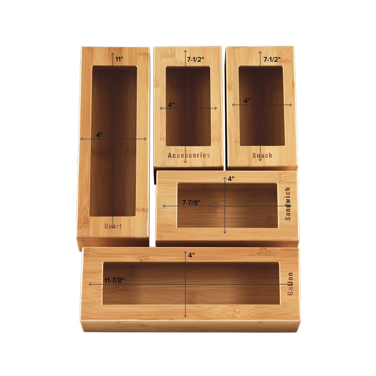 Bamboo Plastic Bag Organizer Set of 5 — alt view