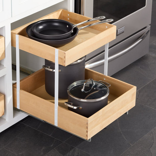 Birch Double Roll Out Drawer Organizer — alt view