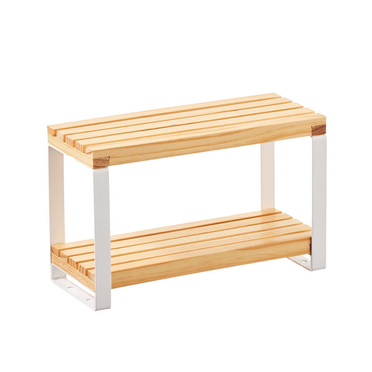 Narrow Pine and Steel 2 Tier Shelf — alt view