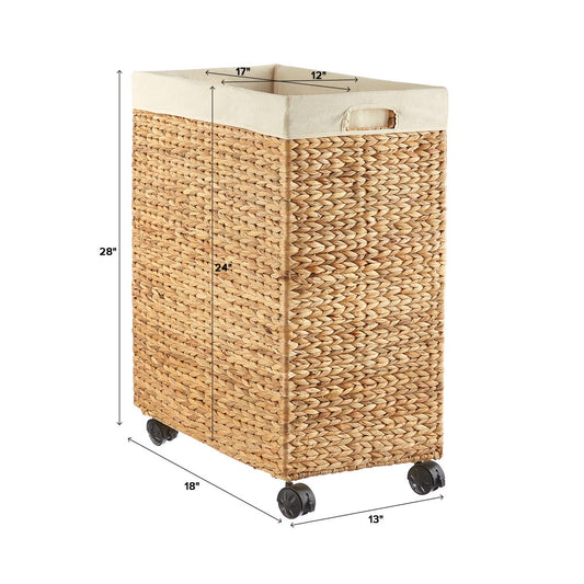 Water Hyacinth Rolling Laundry Cart — alt view