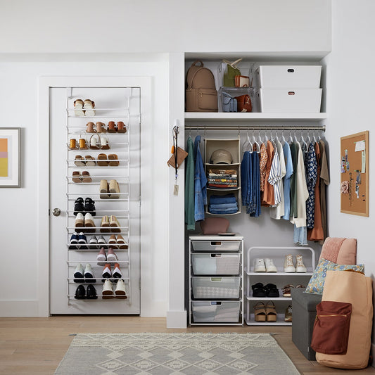 White 12 Tier Over the Door Shoe Rack — alt view