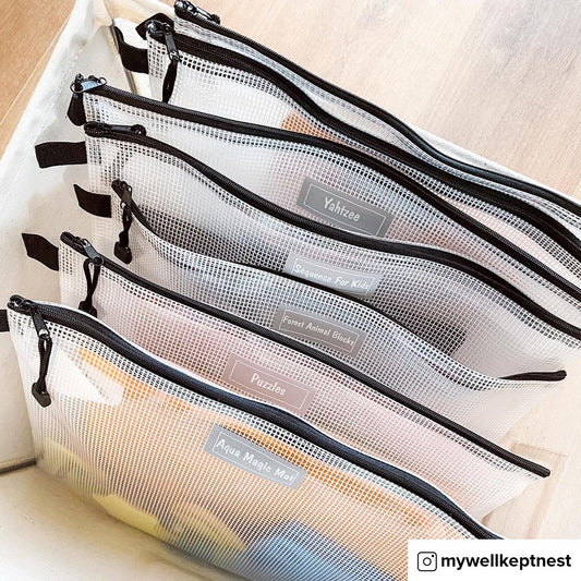 Zippered Vinyl Mesh Pouches — alt view