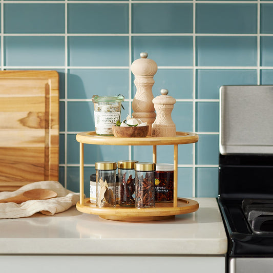 2 Tier Bamboo Lazy Susan — alt view