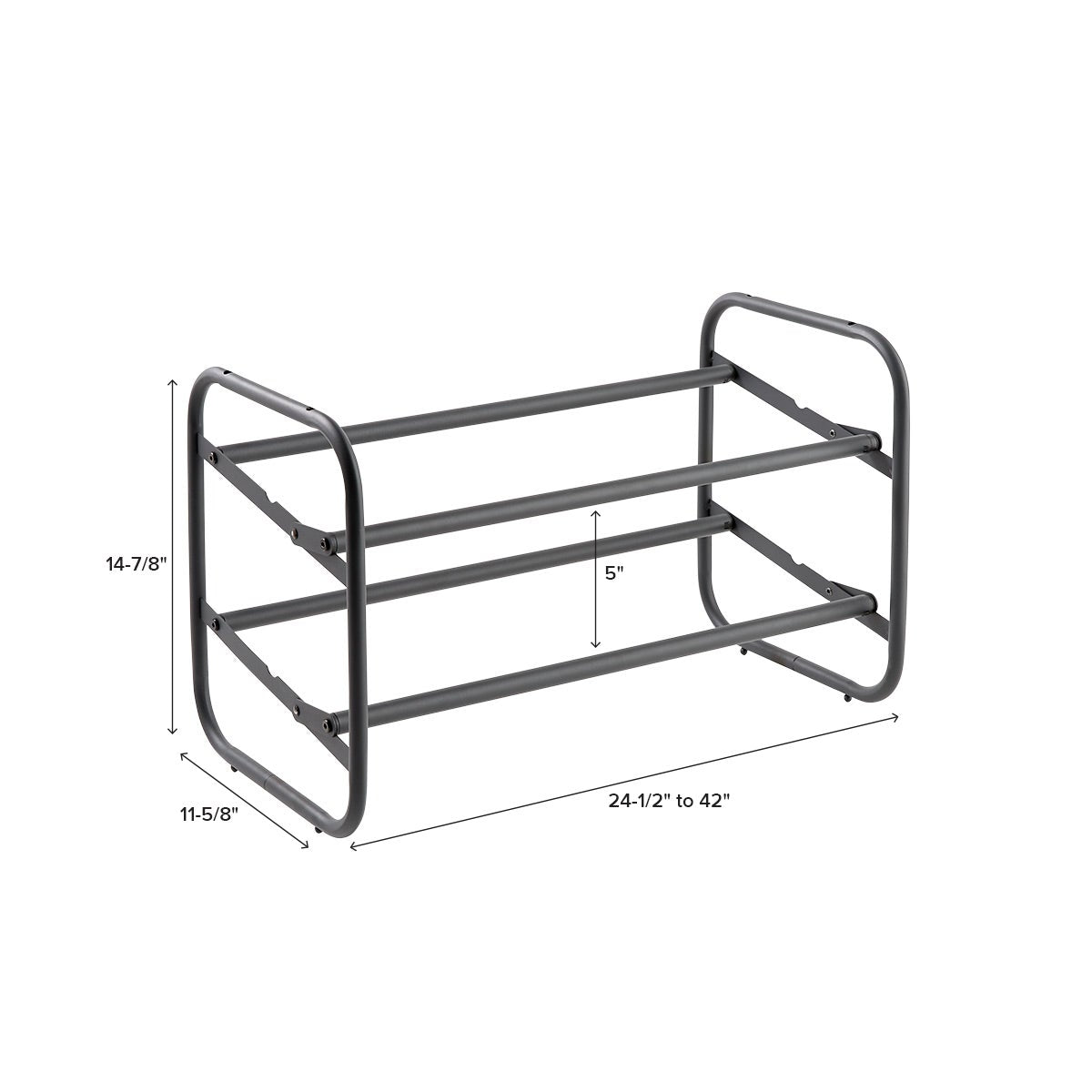 2 Tier Expandable Shoe Rack with Pivoting Bars — alt view