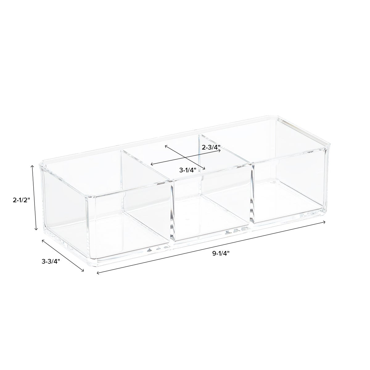 3 Section Acrylic Edge Stacking Bin — alt view
