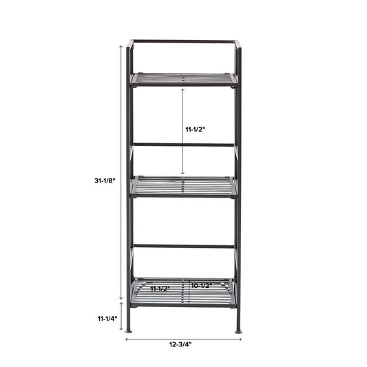 3 Shelf Iron Folding Bookshelf — alt view