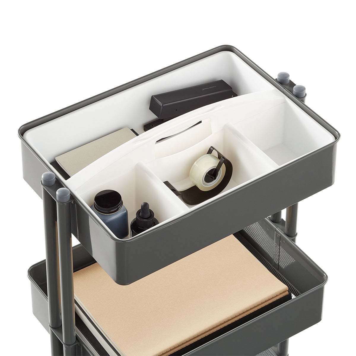 3 Tier Cart Divided Caddies with Handles