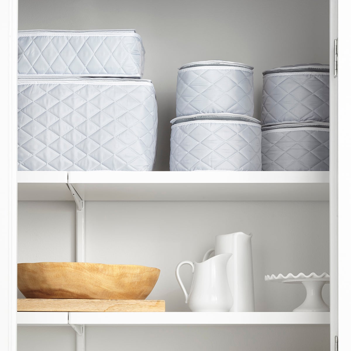 4 Piece Grey Quilted Plate China Storage Cases — alt view