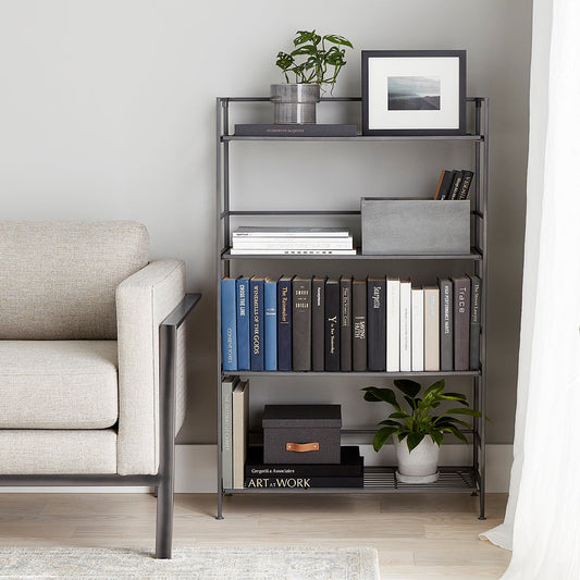 4 Shelf Iron Folding Bookshelf
