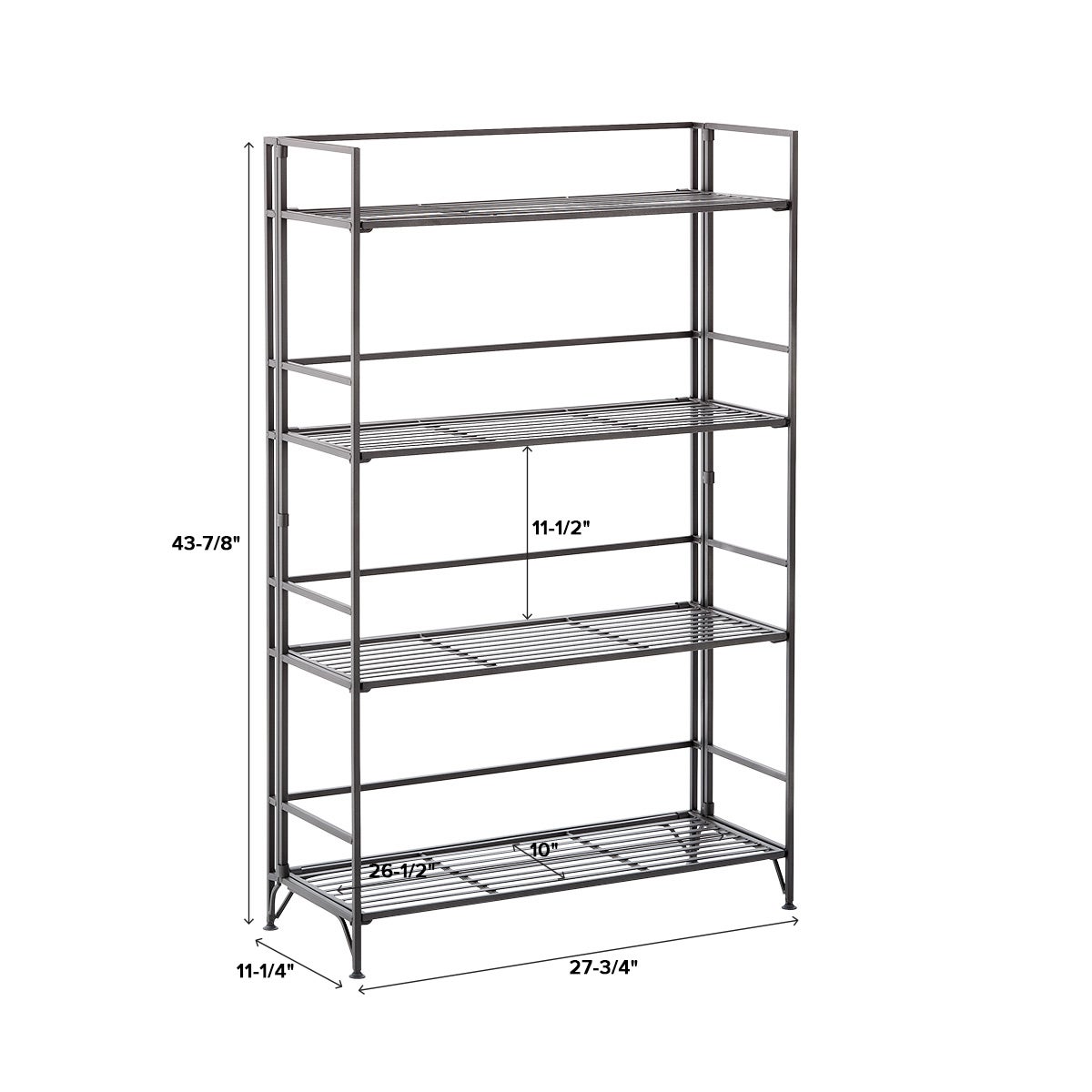 4 Shelf Iron Folding Bookshelf — alt view