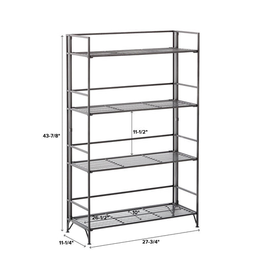4 Shelf Iron Folding Bookshelf — alt view
