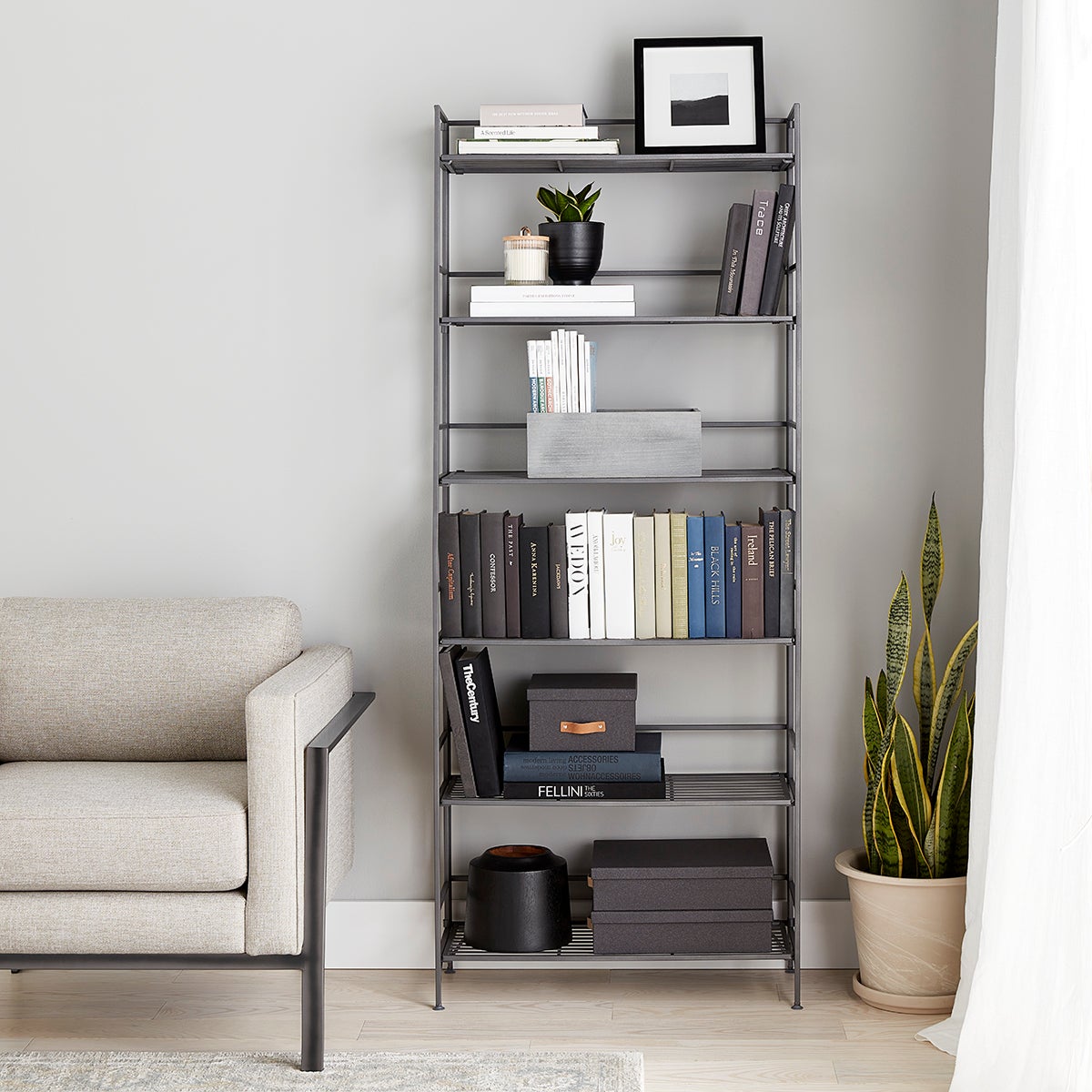6 Shelf Iron Folding Bookshelf