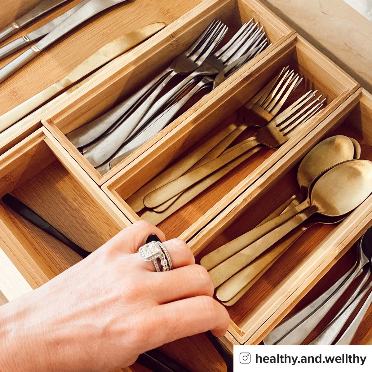 9 x 18 Bamboo Drawer Organizer Starter Kit — alt view