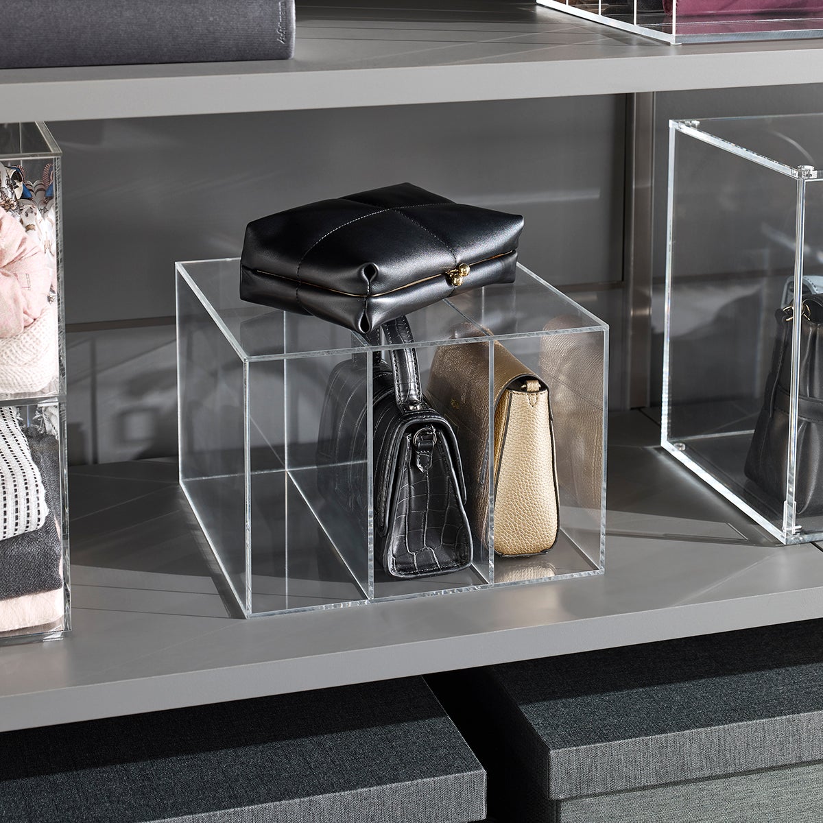 Acrylic 3 Compartment Clutch Small Purse Organizer