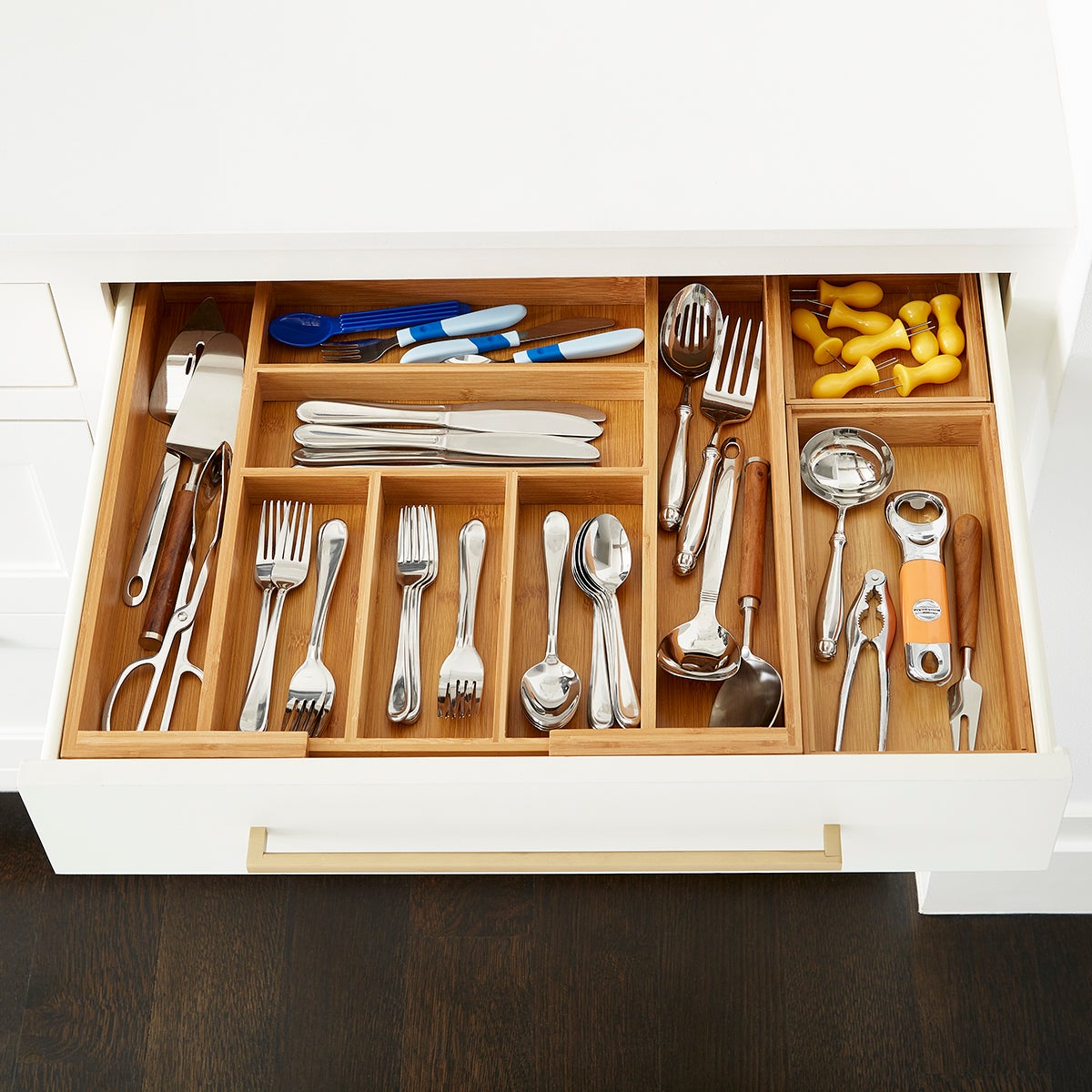 Bamboo Large Drawer Organizer Starter Kit