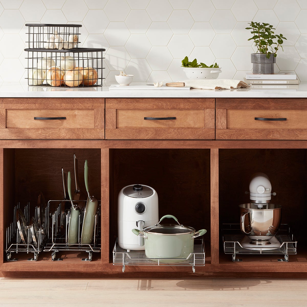 Chrome Roll Out Cookware Organizer — alt view