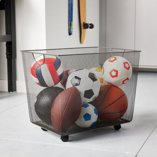 Mesh Rolling Storage Bin with Handles