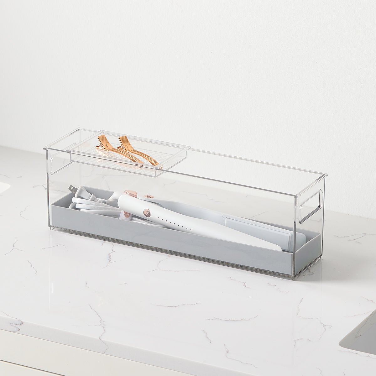 Haircare Bin with Sliding Tray