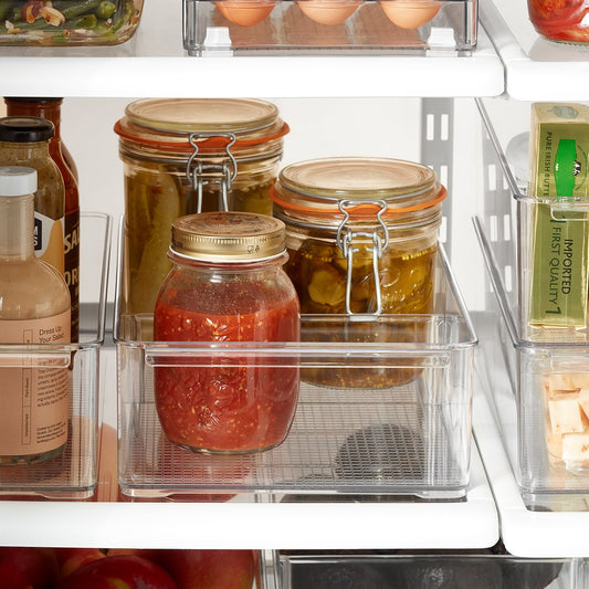 Wide Stacking Fridge Bins with Dividers