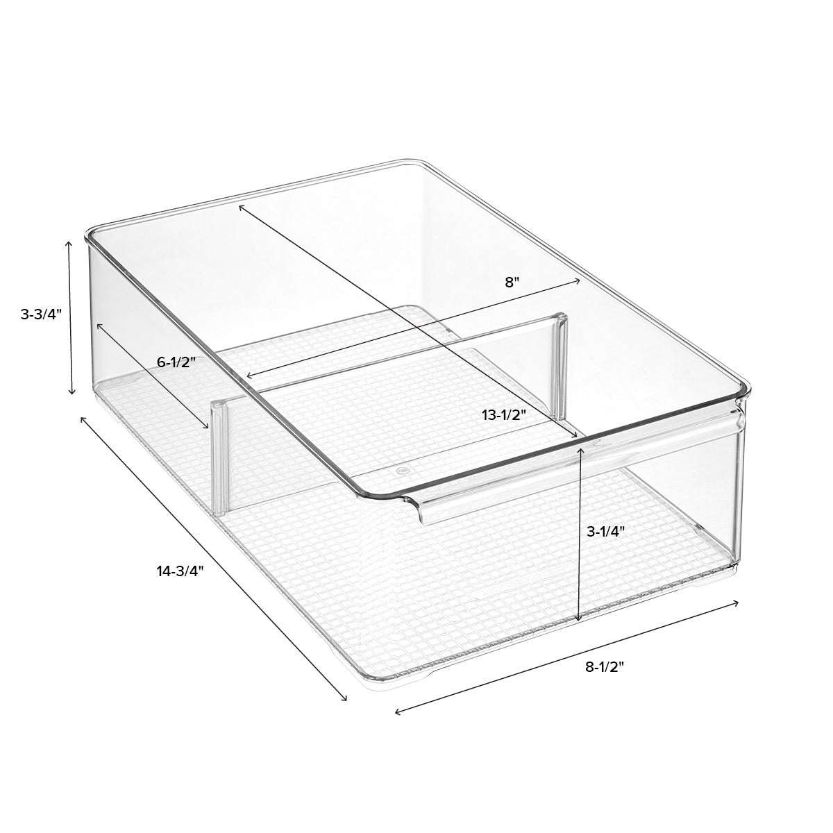 Wide Stacking Fridge Bins with Dividers — alt view