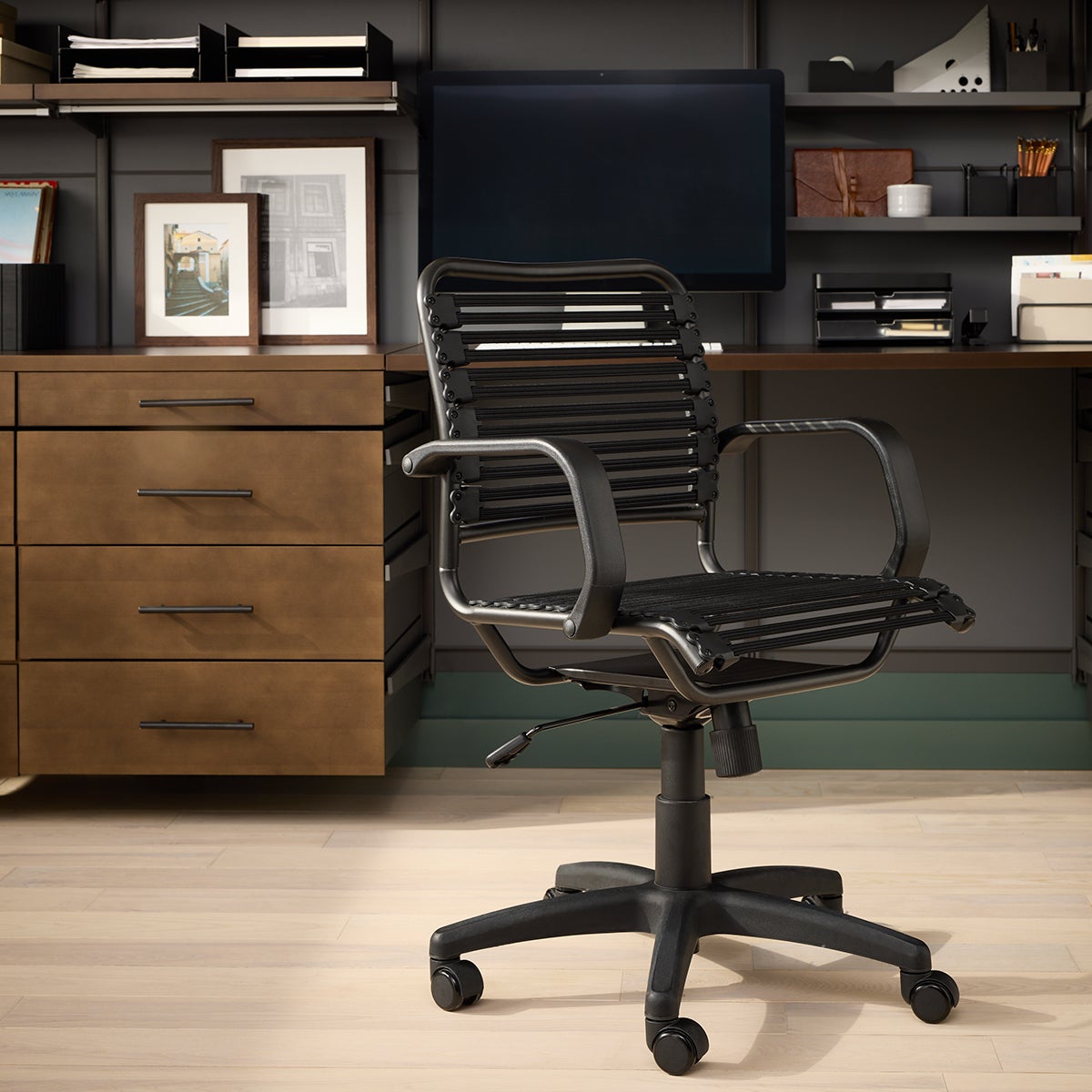 Flat Bungee Office Chair with Arms — alt view