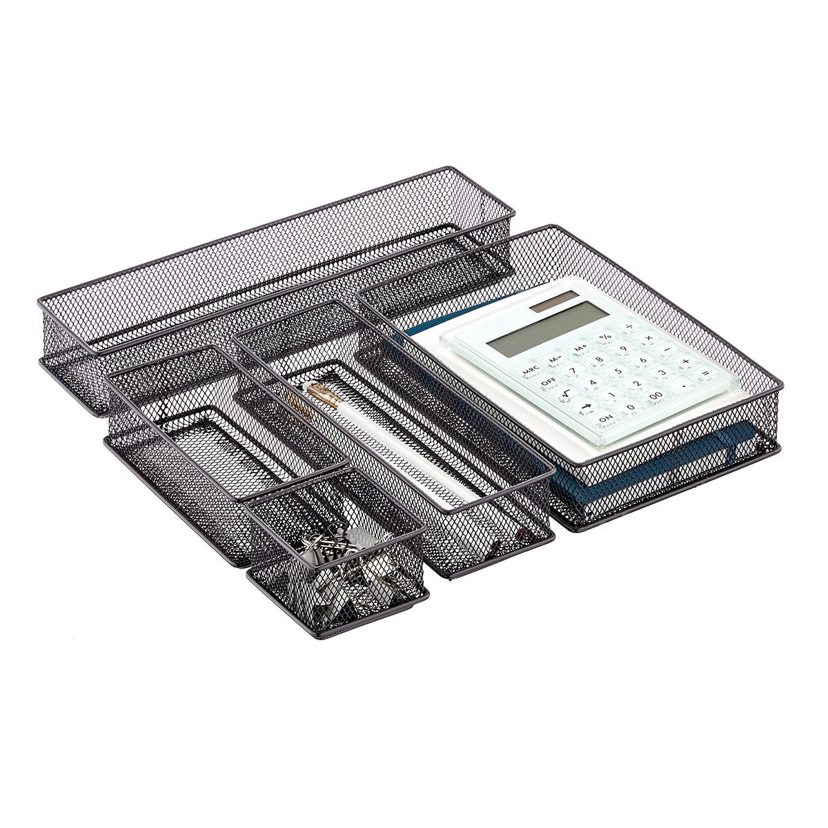 Graphite Mesh Drawer Organizer Set