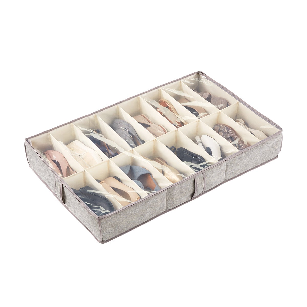 Grey 16 Compartment Under Bed Shoe Organizer — alt view