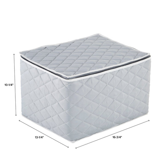Grey Quilted Stemware Wine Glass Storage Case — alt view