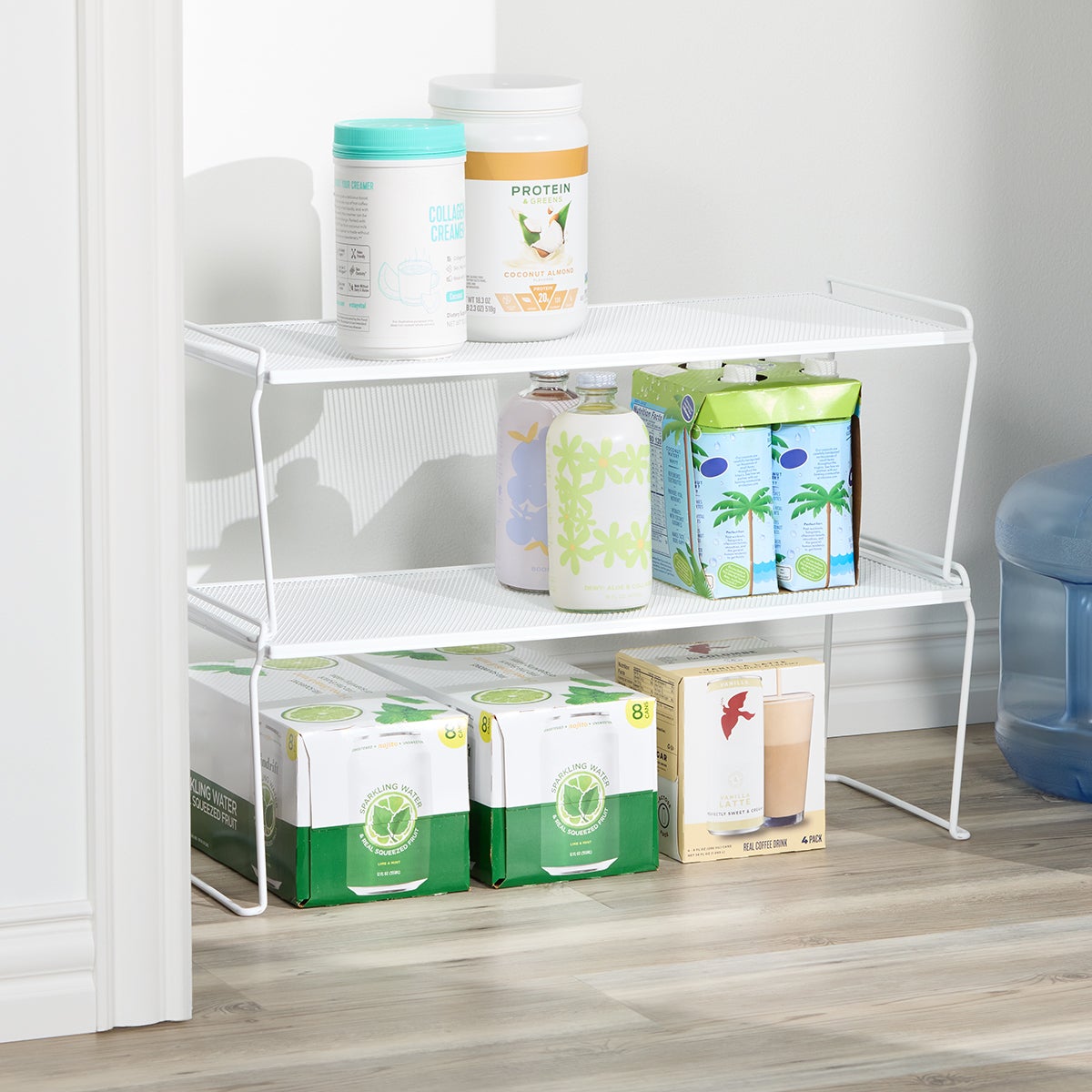 Long White Mesh Stackable Shelf
