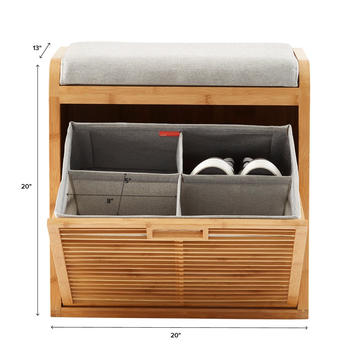 Lotus Bamboo Storage Bench — alt view