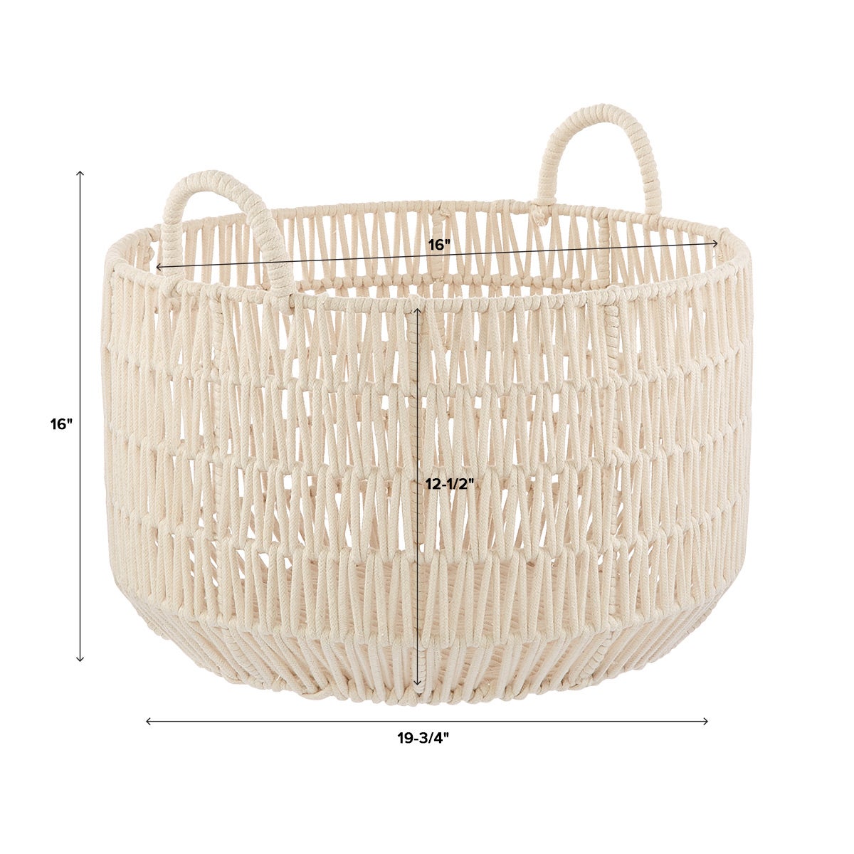 Round Cotton Rope Laundry Basket — alt view