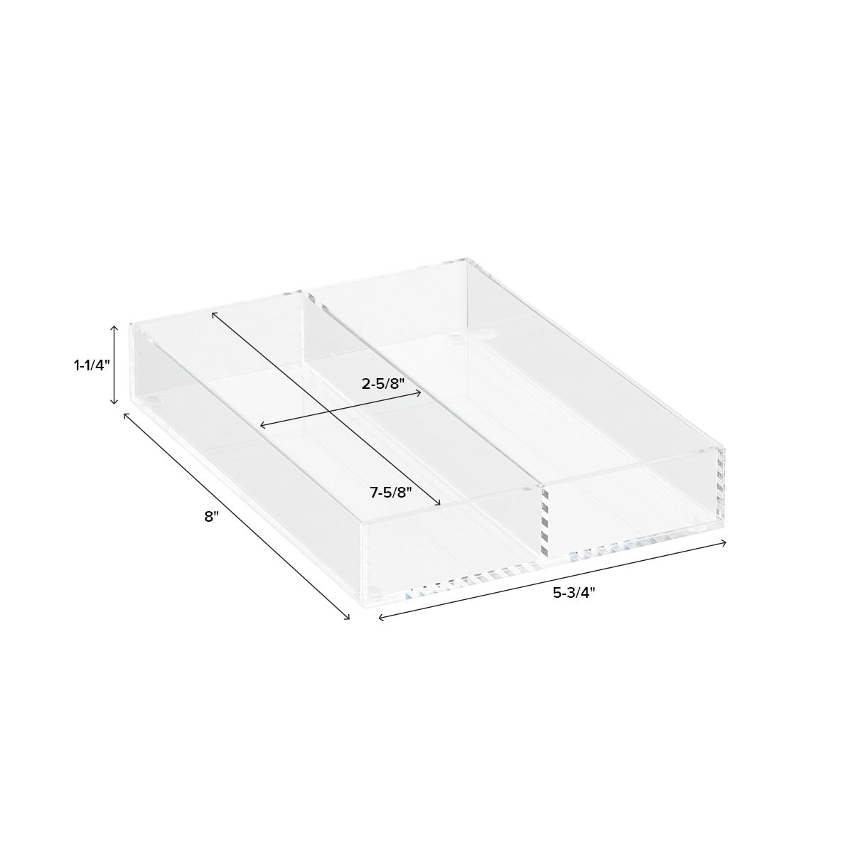 Acrylic Long 2 Section Divided Drawer Insert — alt view