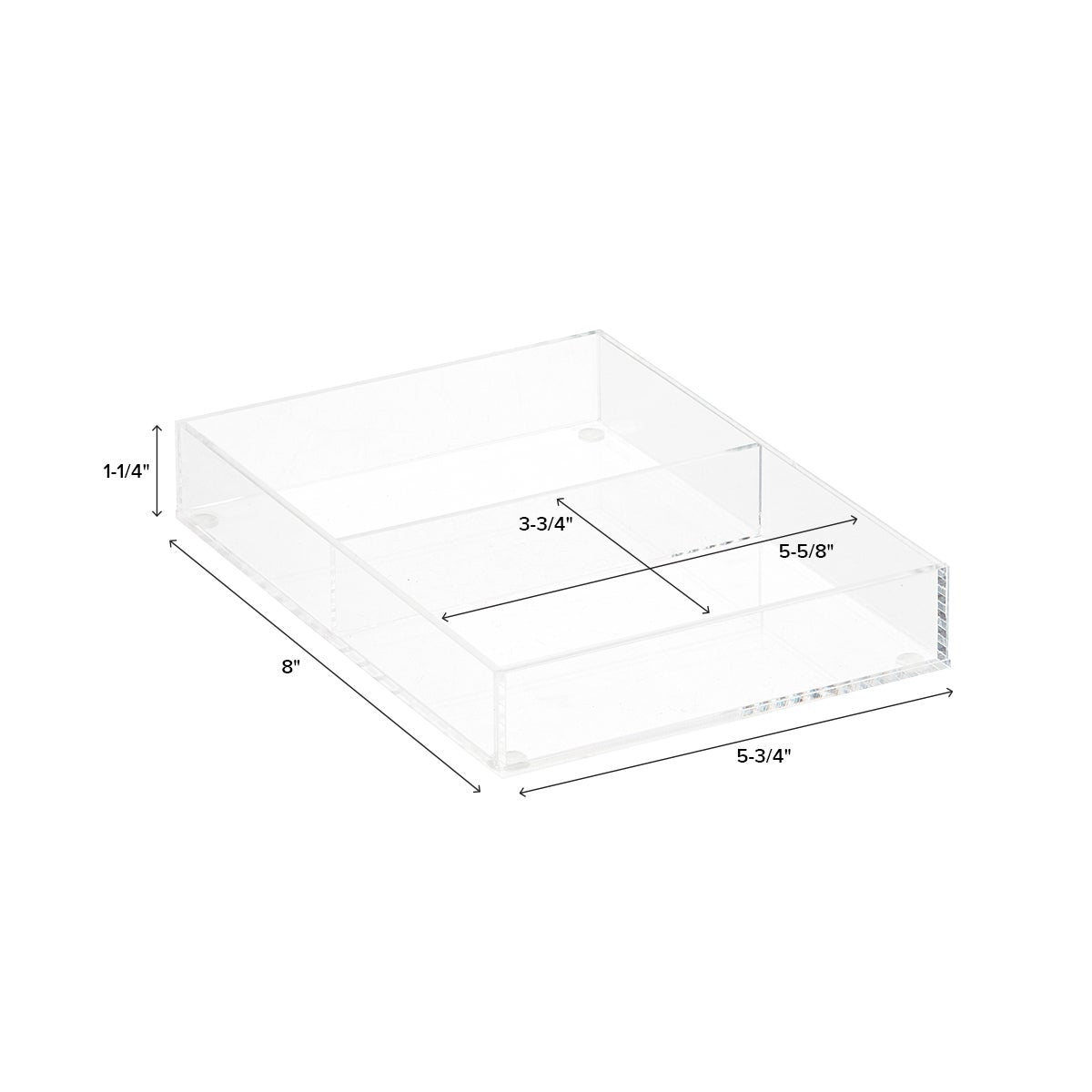 Acrylic Short 2 Section Divided Drawer Insert — alt view