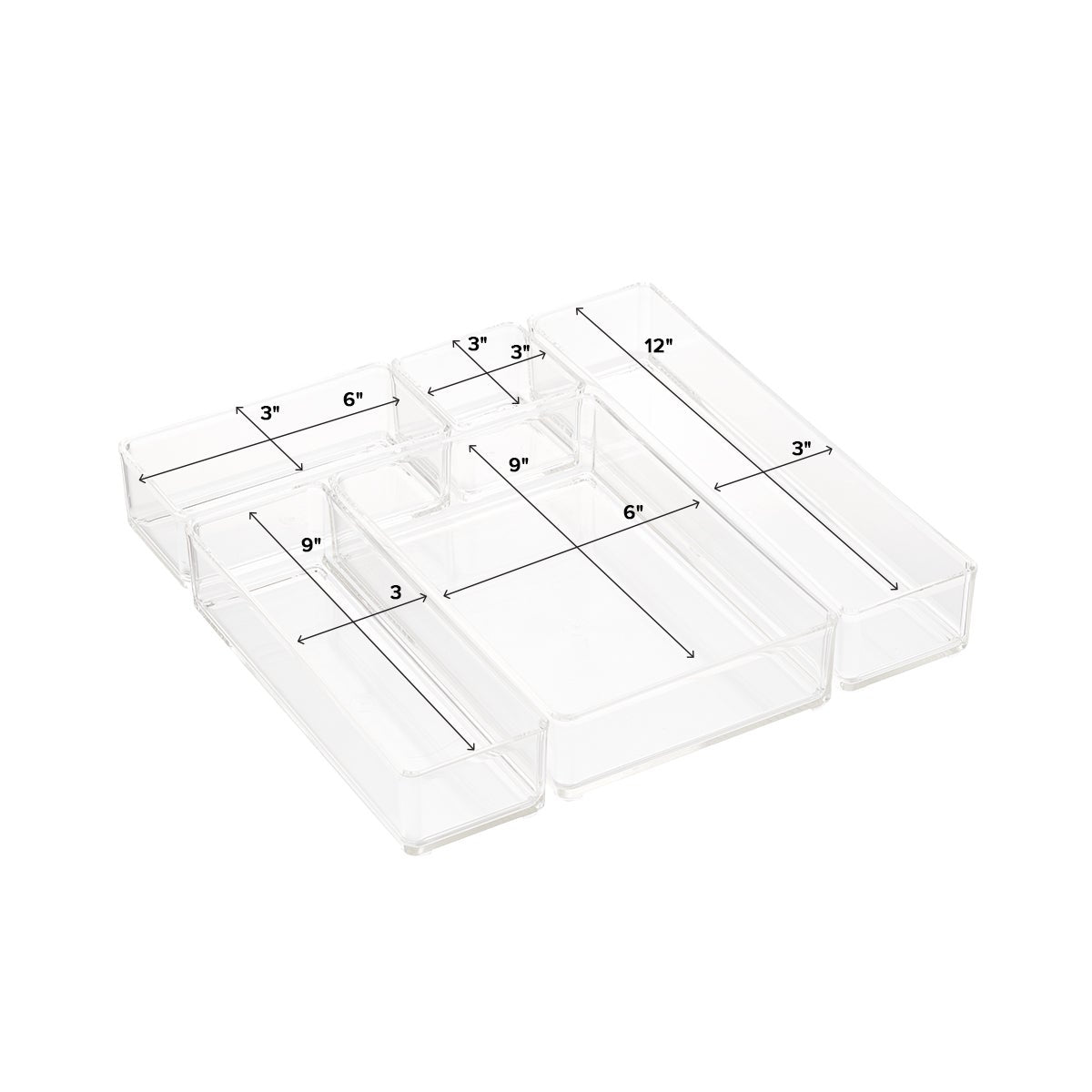Clear Acrylic Stackable Drawer Organizers Set of 5 — alt view