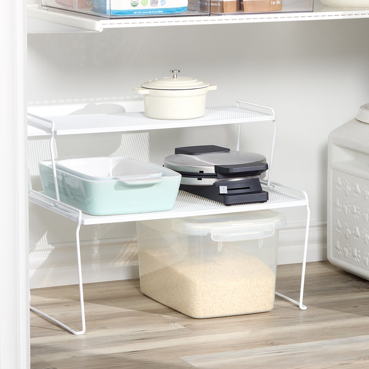 Medium White Mesh Stackable Shelves