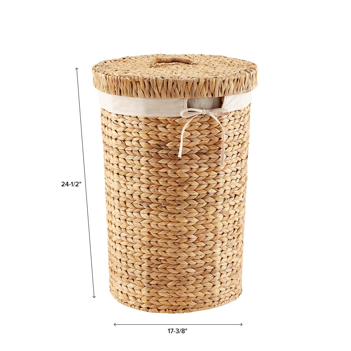 Round Water Hyacinth Hamper — alt view
