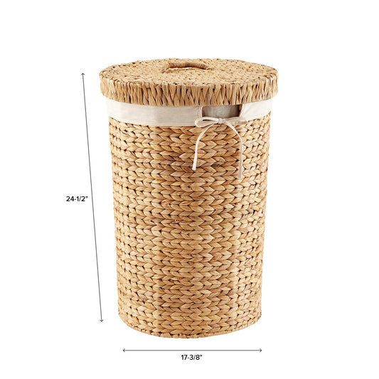 Round Water Hyacinth Hamper — alt view