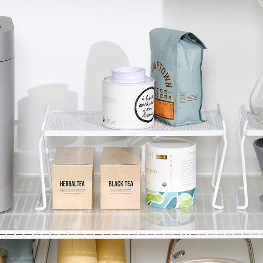 Small White Mesh Stackable Shelf — alt view
