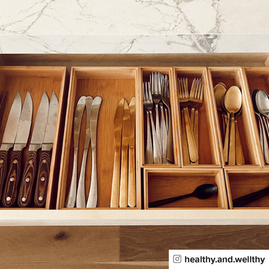Stackable Bamboo Drawer Organizers — alt view