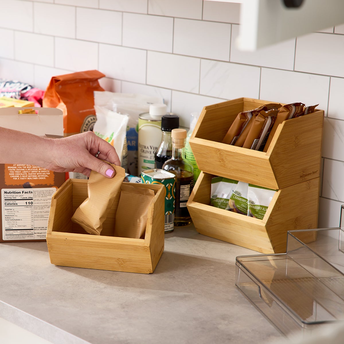 Stackable Bamboo Storage Bins — alt view